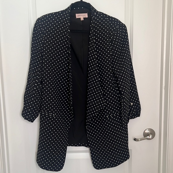 Polka Dot 3/4 sleeve blazer with cuffed sleeve - Picture 1 of 5
